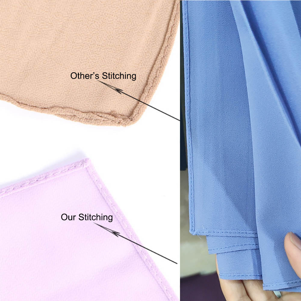 Good Stitching Stitch Plain High Quality Premium Heavy Chiffon Hijab Scarf Malaysian Women&#39;s Scarves Hijabs Long Shawl Shawls