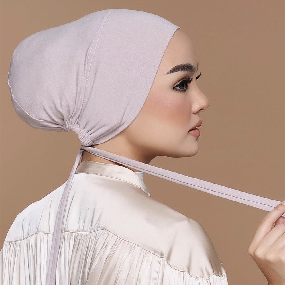 2021 Fashion Modal Muslim Inner Hijab Cap Stretch Women Underscarf Bonnet Solid Color Islamic Turban Headband Hat Adjustable